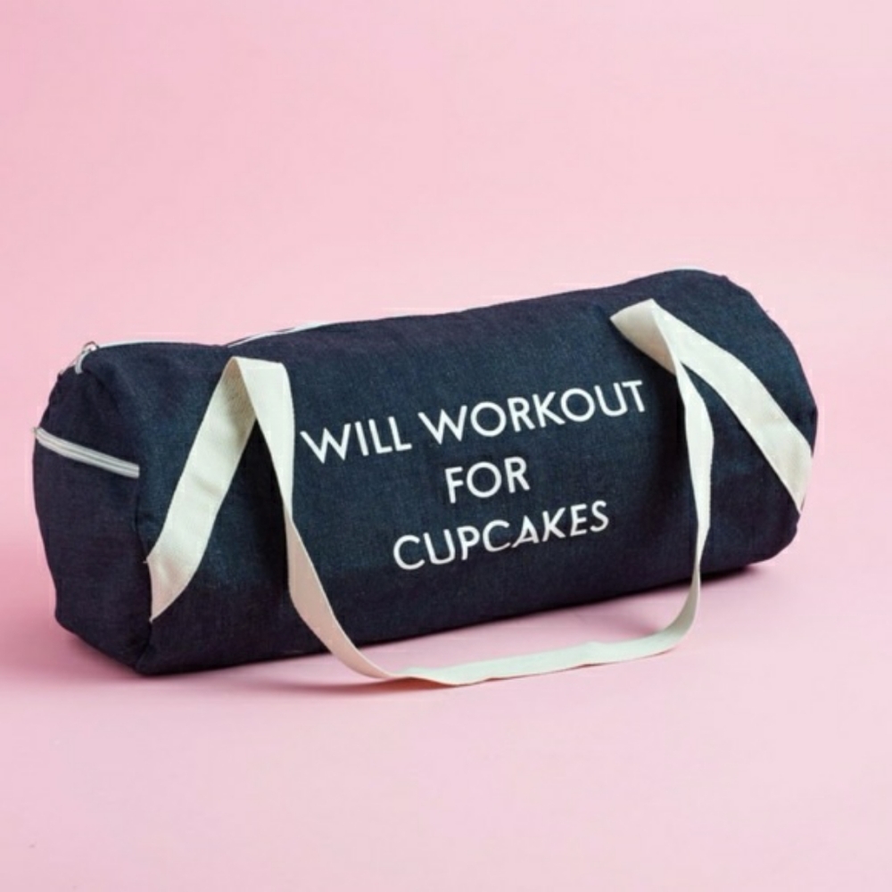 Will Workout for Cupcakes Denim Gym Bag